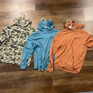 Free Fly Apparel Kids Camouflage, Blue, and Orange Long Sleeve Tees